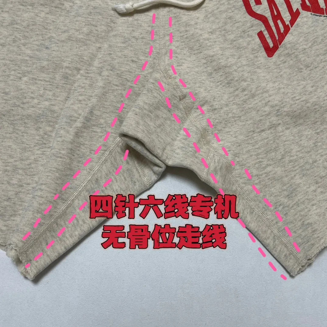 The whole piece has four needles and six threads. It is produced by a major domestic manufacturer. SAINT Mxxxxxx 'SAINT' SWEAT SHORTS/GRY/BLK embroidered SAINT LOGO basic shorts, distressed gray/washed black S-XL